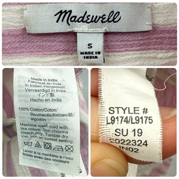 Madewell Central Tunic Button Front Shirt in Lavender Stripe | Small - Picture 7 of 8
